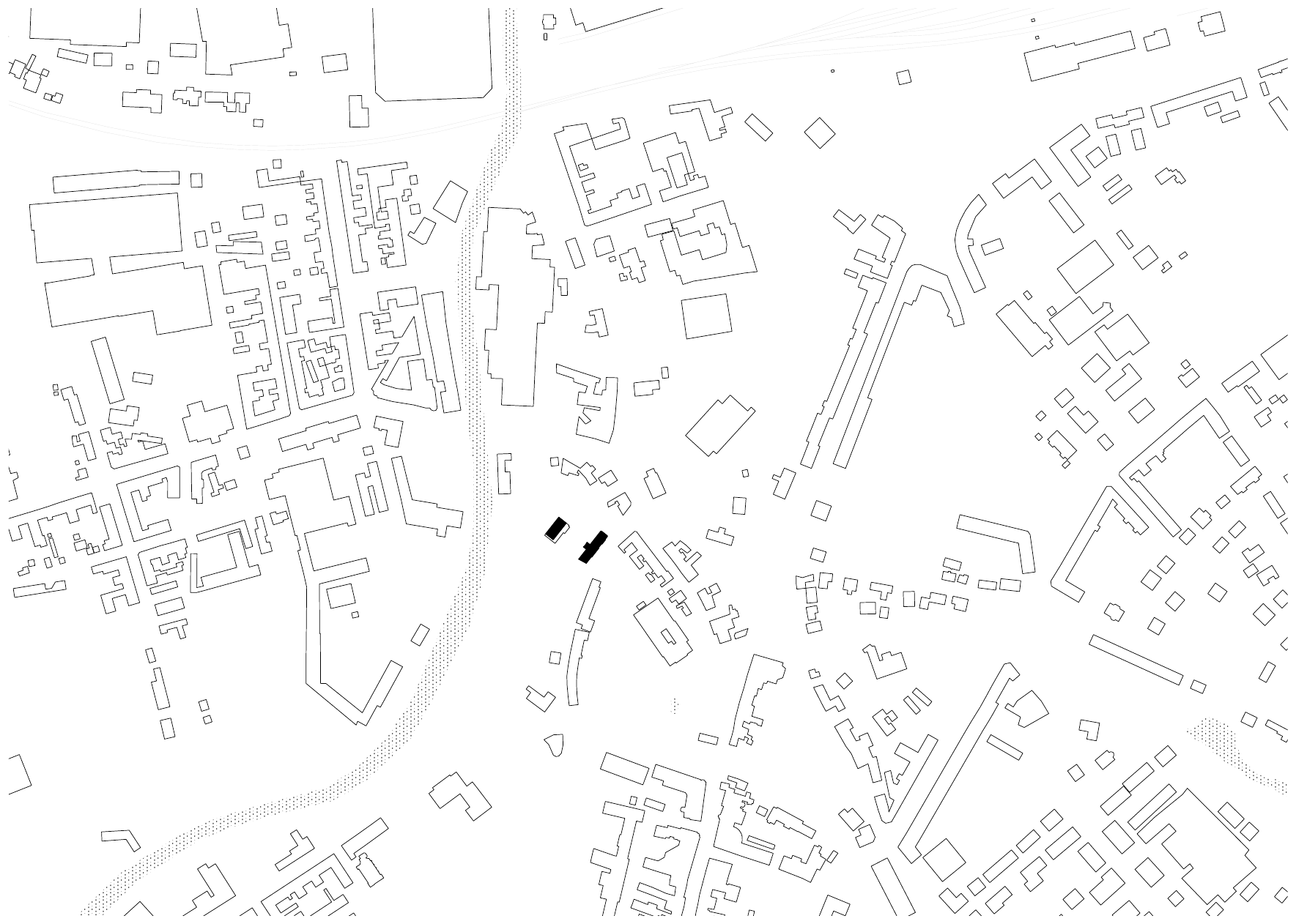 Schwarzplan mit dem Stadtbad Glauchau